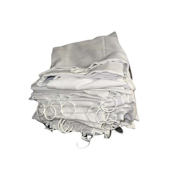 Heavy Linen Blackout 5 panels Belgian Cream Rod Pocket Snap On Tape 54”x52” - Picture 2 of 8